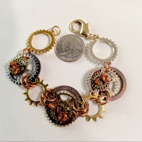 🛑 SOLD Steampunk Bracelet Handmade Mixed Metals - Picture 3 of 5